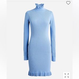 J Crew Supersculpt Ruffleneck Mini Sweater Dress